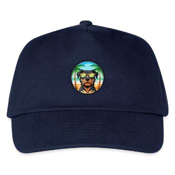 Rottweiler Hund Rasse Cartoon Sonnenbrille Strand - Kinder Basecap - Navy - Vorne