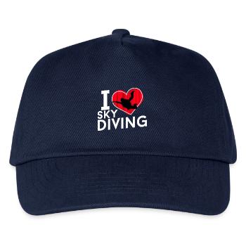 I love Sky Diving - Herz mit Fallschirmspringer - Kinder Basecap - Navy - Vorne