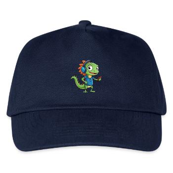 Eidechse Lustige Zeichentrickfigur Kopfhörer Musik - Kinder Basecap - Navy - Vorne