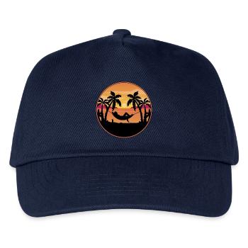 Sonnenuntergang am Meer - Palmen mit Hängematte - Kinder Basecap - Navy - Vorne