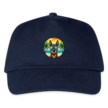 Doberman Pinscher Dog Breed Cartoon Sunglass Beach - Kids’ Baseball Cap - navy - Front