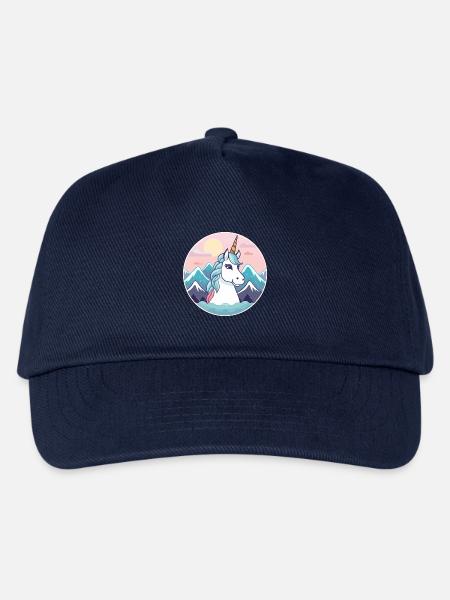 Einhorn Aquarell Karikatur Kawaii Haustier Tier Farbe - Kinder Basecap - Navy