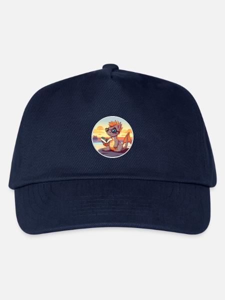 Drache Niedlicher lustiger Cartoon Kawaii Buchstrand - Kinder Basecap - Navy