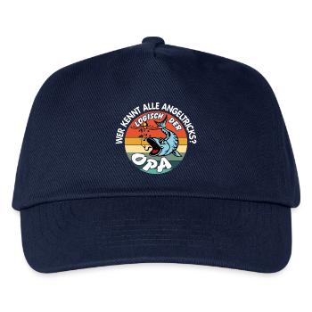 Opa mit Opa. Opa kennt alle Angeltricks - Kinder Basecap - Navy - Vorne