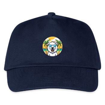 Große Pyrenäen Hunderasse Cartoon Sonnenbrille Strand - Kinder Basecap - Navy - Vorne