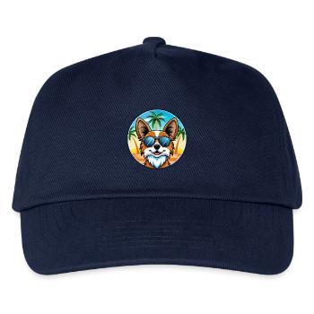 Papillon Hunderasse Cartoon Sonnenbrille Strand - Kinder Basecap - Navy - Vorne
