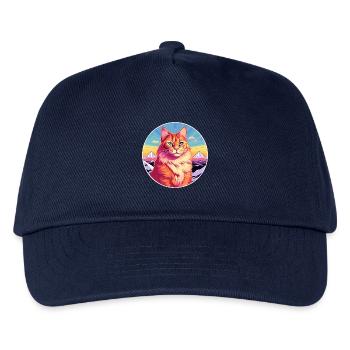 Ingwer Langhaar Katze Bunte Karikatur Aquarell il - Kinder Basecap - Navy - Vorne