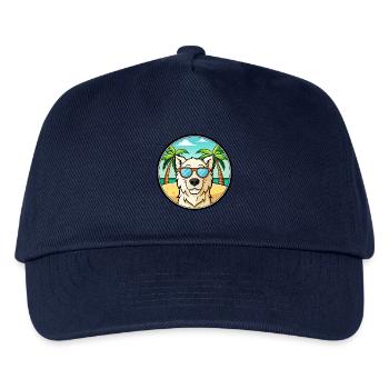 Ungarischer Kuvasz Hund Rasse Cartoon Sonnenbrille Strand - Kinder Basecap - Navy - Vorne