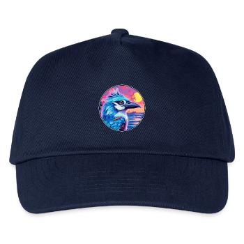 Blauer Eichelhäher Buntes Aquarell Cartoon Kawaii Tier - Kinder Basecap - Navy - Vorne