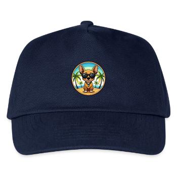Russische Spielzeug Terrier Hund Rasse Cartoon Sonnenbrille - Kinder Basecap - Navy - Vorne
