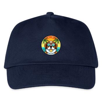 Bernhardiner Hunderasse Cartoon Sonnenbrille Strand - Kinder Basecap - Navy - Vorne