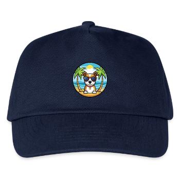 Russell Terrier Hunderasse Cartoon Sonnenbrille Strand - Kinder Basecap - Navy - Vorne