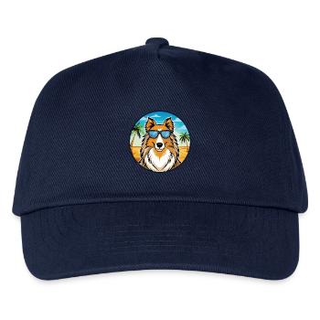 Rough Collie Dog Breed Cartoon Sunglasses Beach - Kids’ Baseball Cap - navy - Front