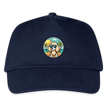 Pudel Hund Rasse Cartoon Sonnenbrille Strand - Kinder Basecap - Navy - Vorne