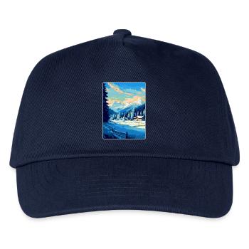 Kitzbühel Österreich Vintage Reiseplakat Souvenir - Kinder Basecap - Navy - Vorne