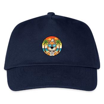 Holländische Smoushond Hunderasse Cartoon Sonnenbrille Strand - Kinder Basecap - Navy - Vorne