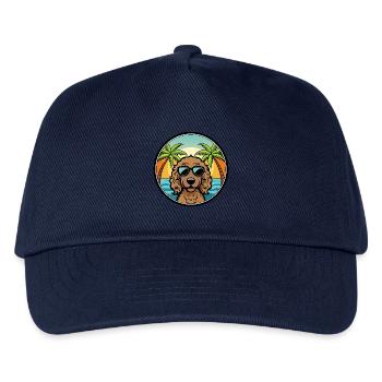 Curly Coated Retriever Dog Breed Cartoon Beach - Kids’ Baseball Cap - navy - Front