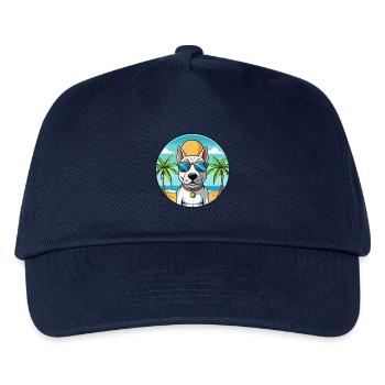 Bullterrier Hund Rasse Cartoon Sonnenbrille Strand - Kinder Basecap - Navy - Vorne