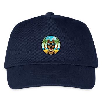 Black Tan Dog Breed Cartoon Sunglasses Beach - Kids’ Baseball Cap - navy - Front
