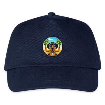 Black And Tan Coonhound Dog Breed Cartoon Beach - Kids’ Baseball Cap - navy - Front