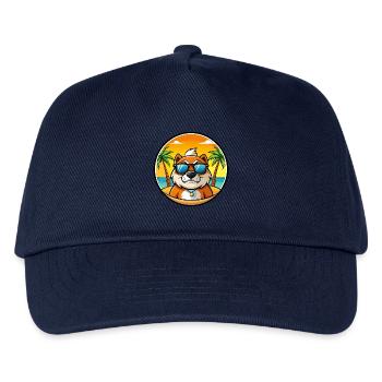 Moskau Watchdog Rasse Cartoon Sonnenbrille Strand - Kinder Basecap - Navy - Vorne