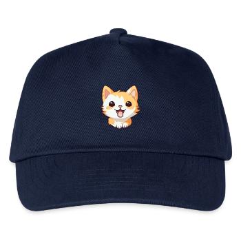 Pixie Bob Katze Cartoon Aquarell Illustration - Kinder Basecap - Navy - Vorne