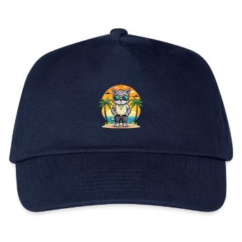 Britische Falte Kurzhaar Katzenrasse Cartoon Strand - Kinder Basecap - Navy - Vorne