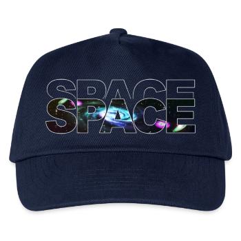 Space Schriftzug Galaxie-Texture - Kinder Basecap - Navy - Vorne