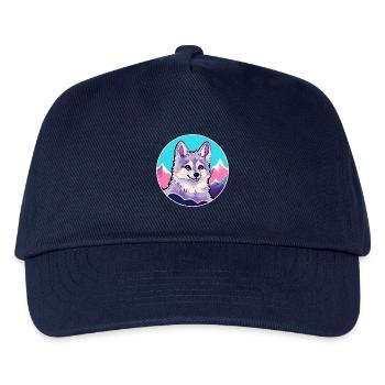 Alaskan Klee Kai Hunderasse Cartoon Kawaii Watercol - Kinder Basecap - Navy - Vorne