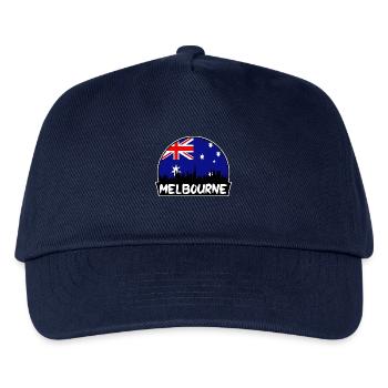Melbourne Australien Flagge Skyline Silhouette Reisen - Kinder Basecap - Navy - Vorne