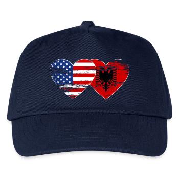 USA Albanien Flagge Herz used - Kinder Basecap - Navy - Vorne