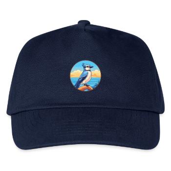 Blauer Eichelhäher Vogel Aquarell Karikatur Kawaii Tier Haustier - Kinder Basecap - Navy - Vorne