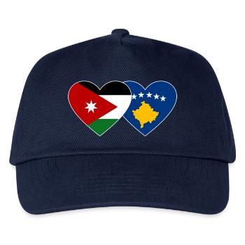 Jordanien Kosovo Flagge Herz - Kinder Basecap - Navy - Vorne