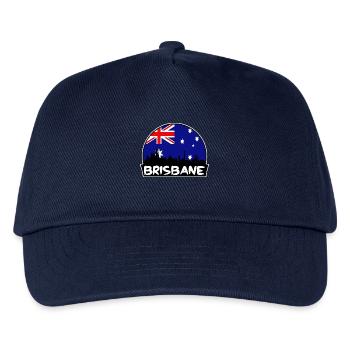 Brisbane Australien Flagge Skyline Silhouette Reisen - Kinder Basecap - Navy - Vorne