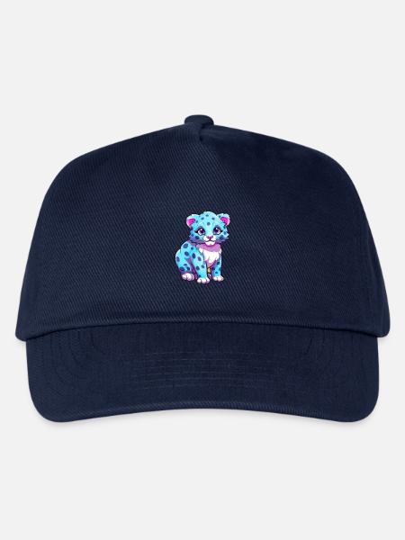Schneeleopard Bunte Aquarell-Karikatur Kawaii An - Kinder Basecap - Navy