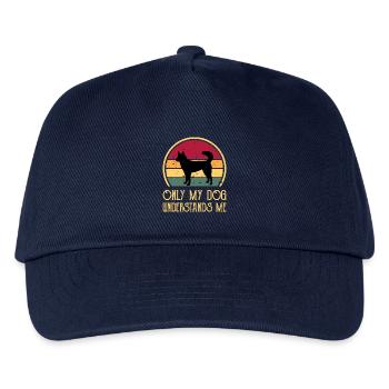 Kai Ken Hundeliebhaber Silhouette Vintage Sonnenuntergang - Kinder Basecap - Navy - Vorne