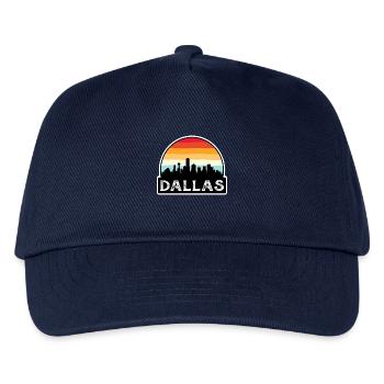 Dallas Texas USA Flagge Skyline Reise Souvenir - Kinder Basecap - Navy - Vorne