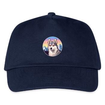 Alaskan Klee Kai Hunderasse Cartoon Kawaii Watercol - Kinder Basecap - Navy - Vorne
