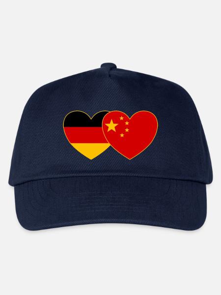 Deutschland China Flagge Herz - Kinder Basecap - Navy