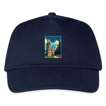 Pisa Italien Vintage Reiseposter WPA Souvenir - Kinder Basecap - Navy - Vorne