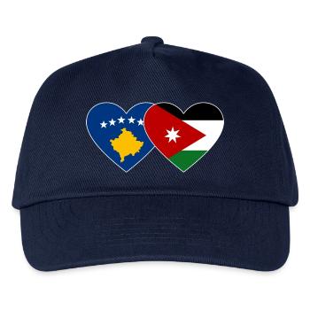 Kosovo Jordanien Flagge Herz - Kinder Basecap - Navy - Vorne