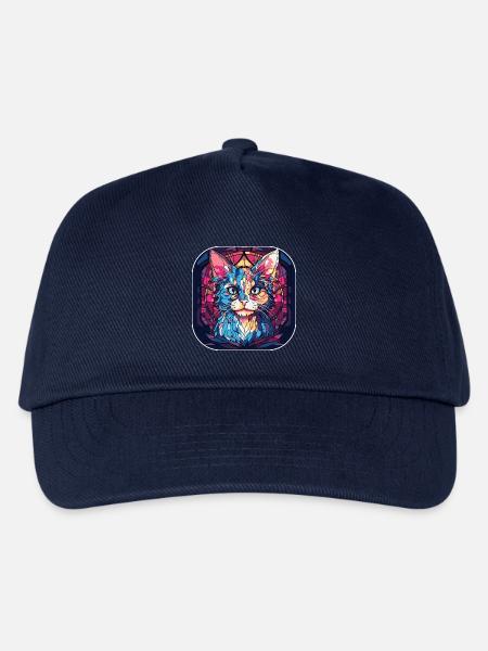 Buntes Aquarellgemälde der LaPerm-Katzenrasse - Kinder Basecap - Navy
