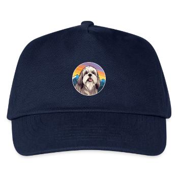 Tibetische Kyi Apso Hunderasse Karikatur Kawaii Watercol - Kinder Basecap - Navy - Vorne