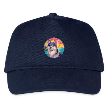 Alaskan Klee Kai Hunderasse Bunte Karikatur Wasserc - Kinder Basecap - Navy - Vorne