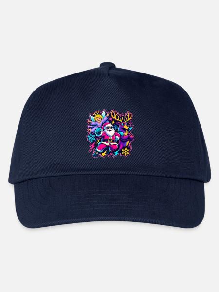 Neon-Weihnachtsabenteuer mit Santa und Elch - Kinder Basecap - Navy
