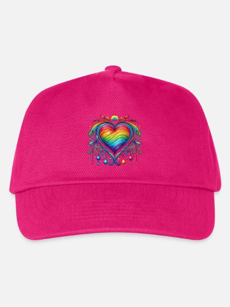 Regenbogen Herz - Kinder Basecap - Fuchsia