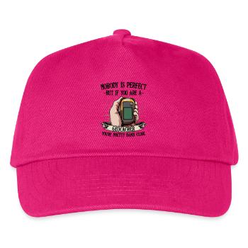 Nobody Is Perfect Geocaching Geocacher Geschenk - Kinder Basecap - Fuchsia - Vorne