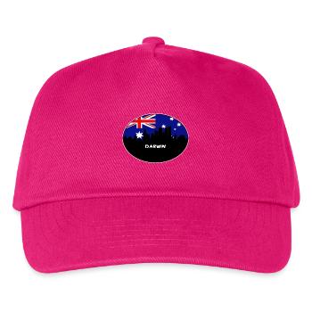 Darwin-Australien-Flaggen-Skyline-Schattenbild-Reise - Kinder Basecap - Fuchsia - Vorne
