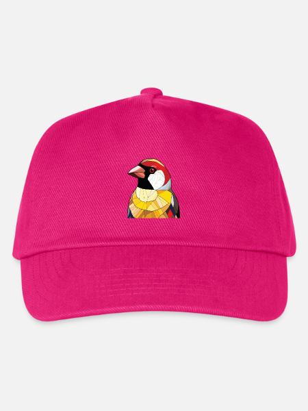 Stieglitz Buntes Aquarell Tier Illustration - Kinder Basecap - Fuchsia
