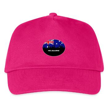 Melbourne-Australien-Flaggen-Skyline-Schattenbild-Reise - Kinder Basecap - Fuchsia - Vorne
